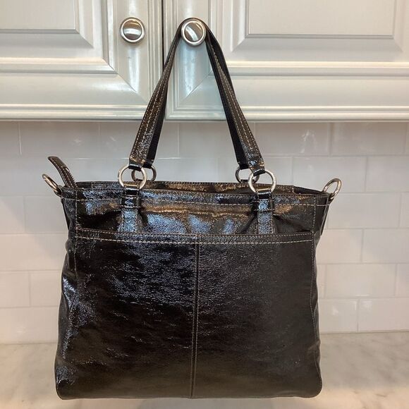 Coach Bag Purse Handbag Chelsea Black Patent Leather Shoulder Bag Pocketbook - Picture 4 of 15